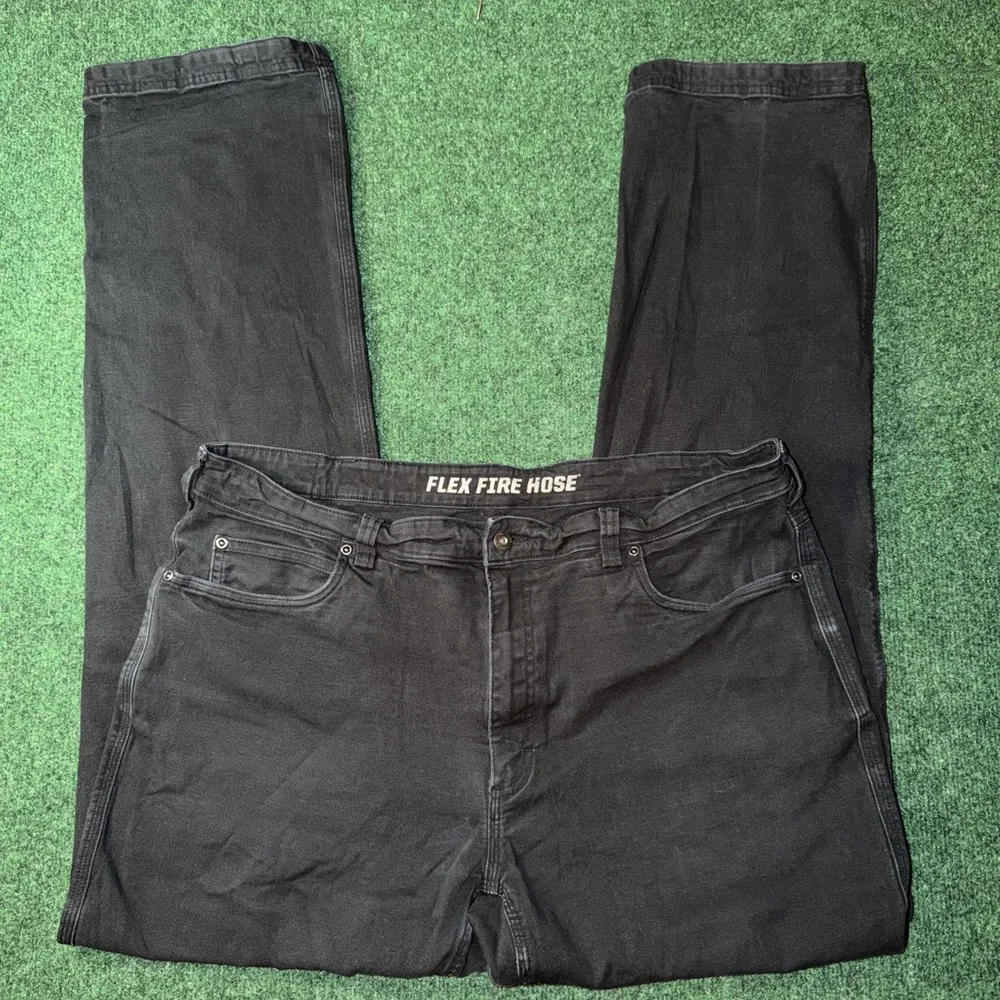Duluth Trading Flex Fire Hose Pants Men 40x36 Black Workwear Stretch Relaxed Fit